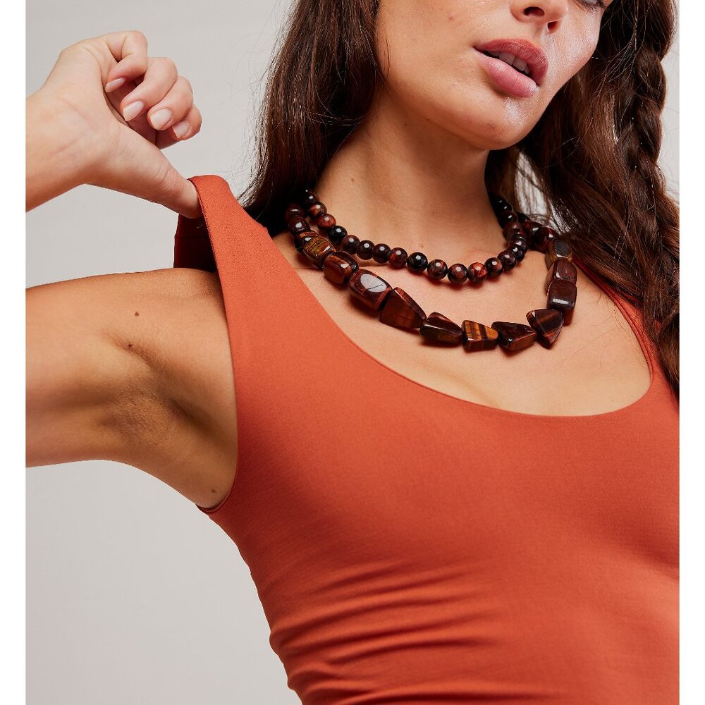 Free People Rust Orange Scoop Neck Ribbed Tank - Picture 4 of 6